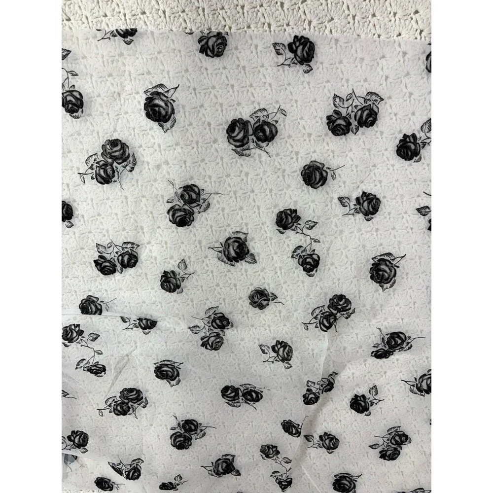 Fabric Vintage Sheer Organza with Black Roses 30